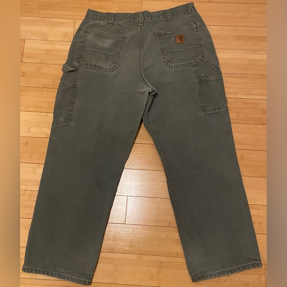 Vintage Carhartt Work Pants Duck Canvas Moss Green 36x30 - Picture 3 of 11